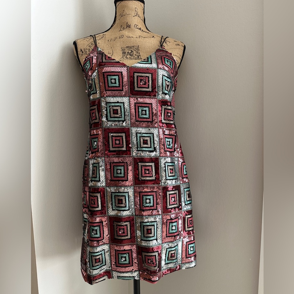 Zara Sequin Geometric Mini Dress